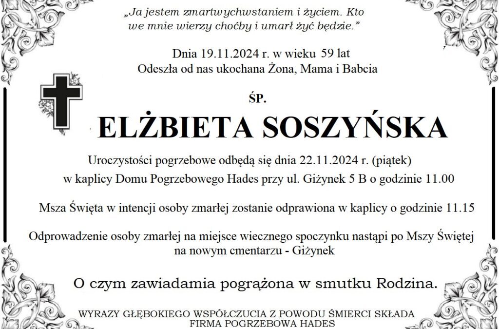 ŚP. ELŻBIETA SOSZYŃSKA