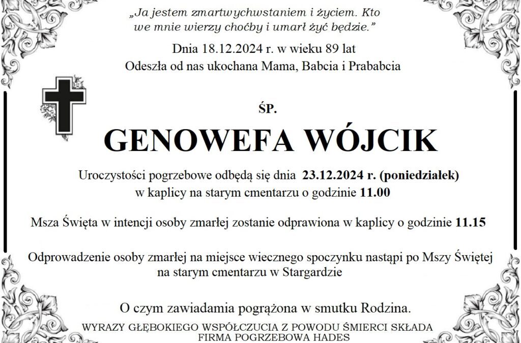 ŚP. GENOWEFA WÓJCIK