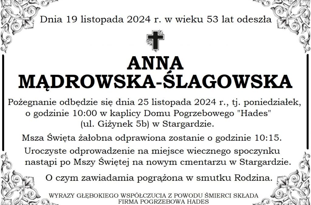 Ś.P. Anna Mądrowska-Ślagowska