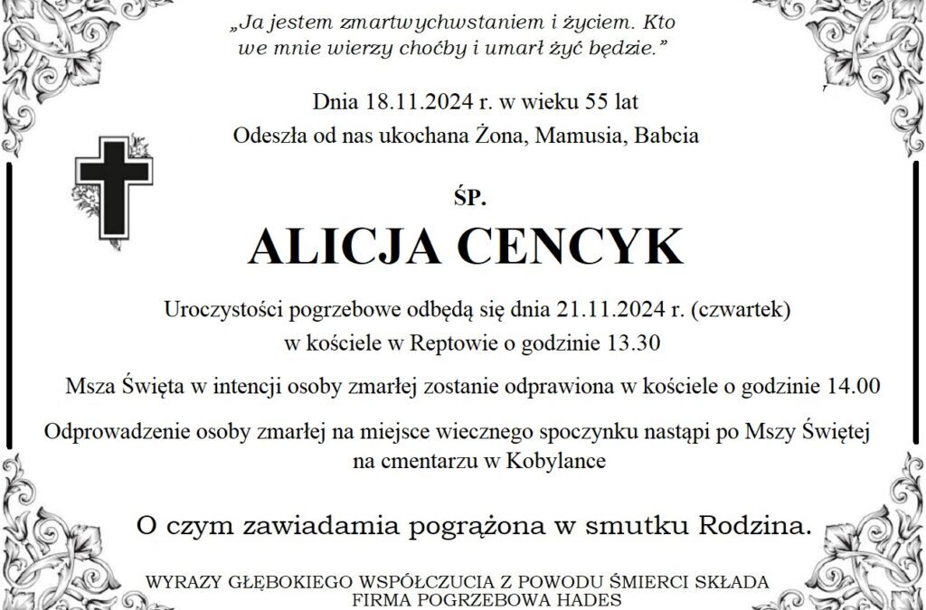 ŚP. ALICJA CENCYK