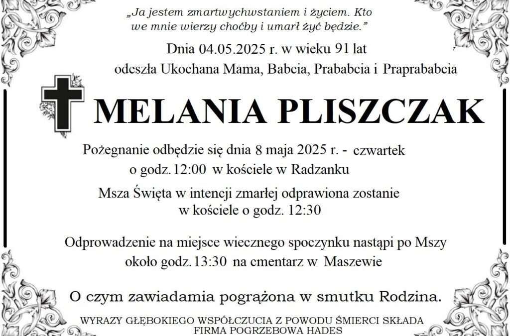 ŚP. MELANIA PLISZCZAK